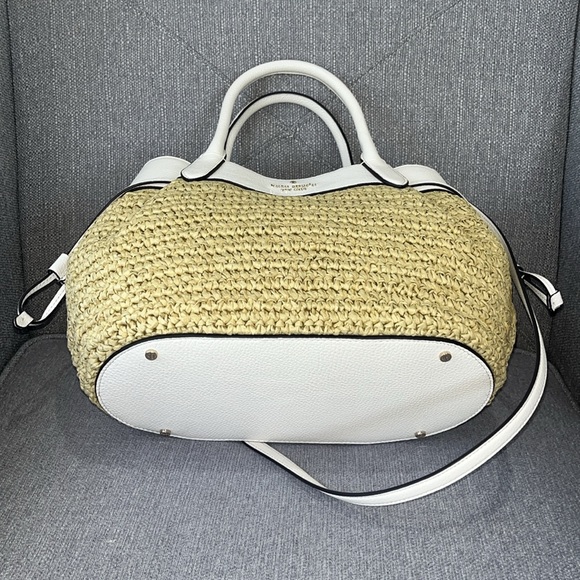 ♠️kate spade Dumpling Straw Large Satchel Bag, Parchment NWT - Picture 11 of 14